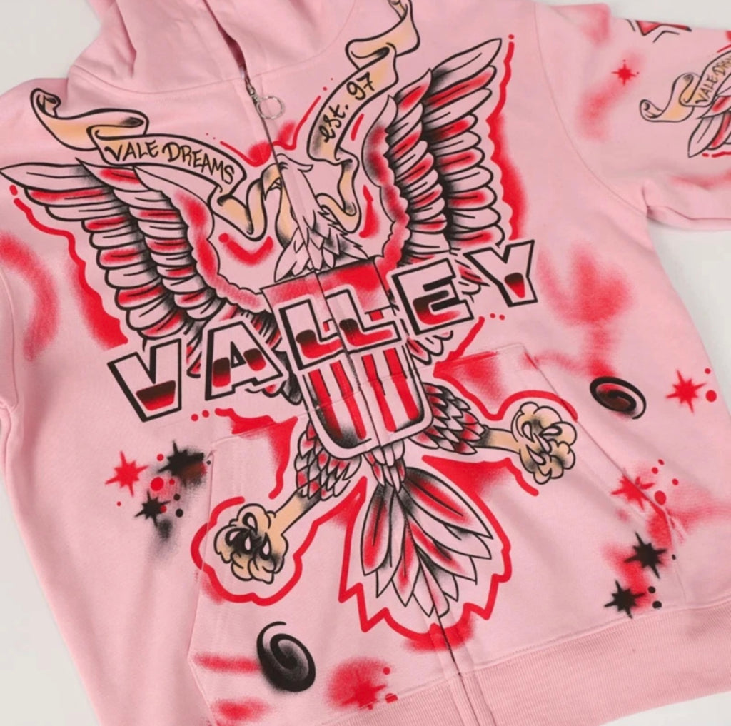 Vale Forever Flag Zip Up 'Pink' High-Quality Streetwear Men's Women's Hoodie Set