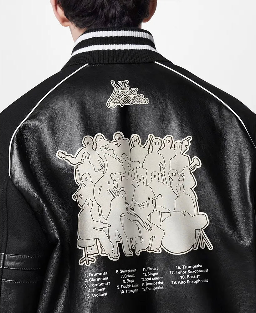 Varsity LV Black Leather Jacket
