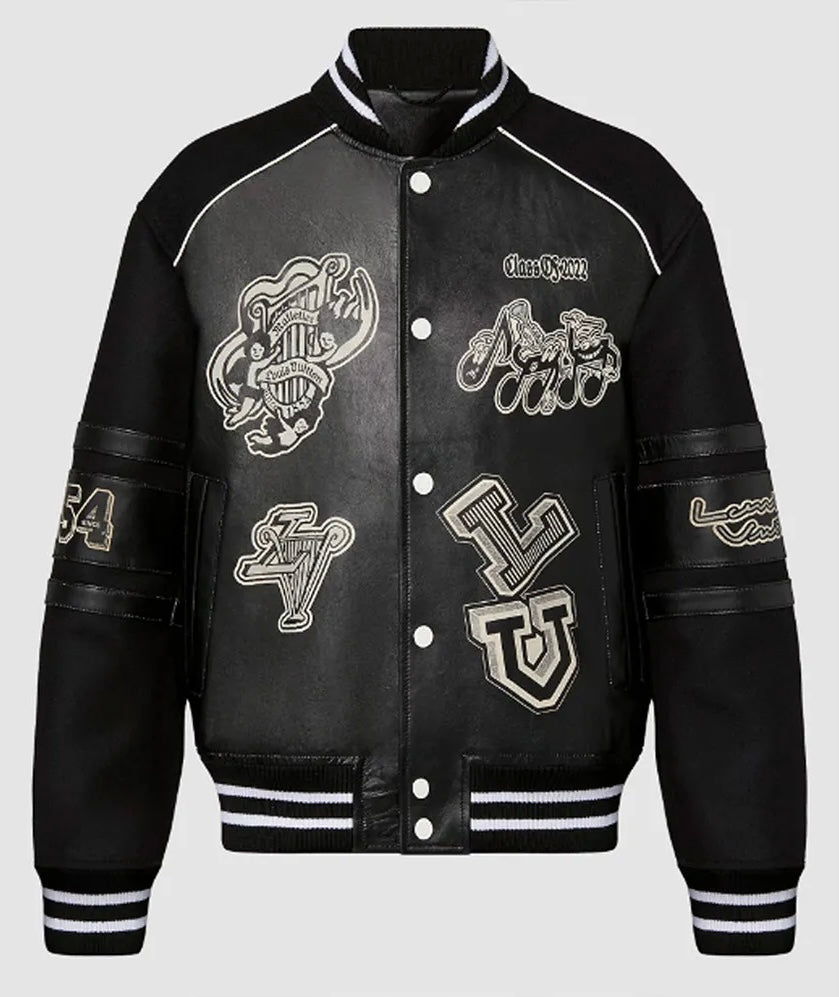 Varsity LV Black Leather Jacket