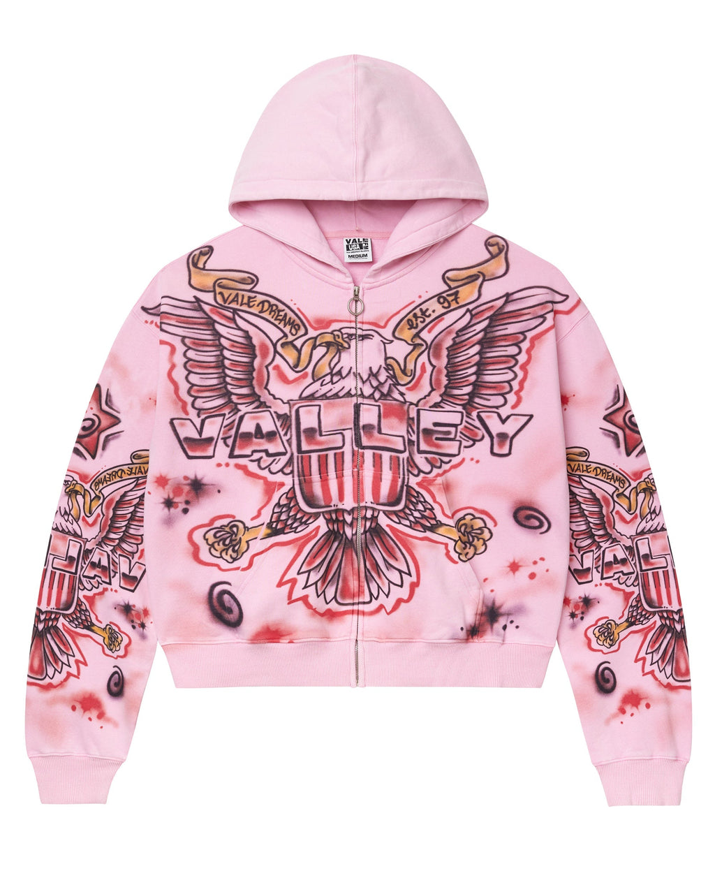 Vale Forever Flag Zip Up 'Pink' High-Quality Streetwear Men's Women's Hoodie Set