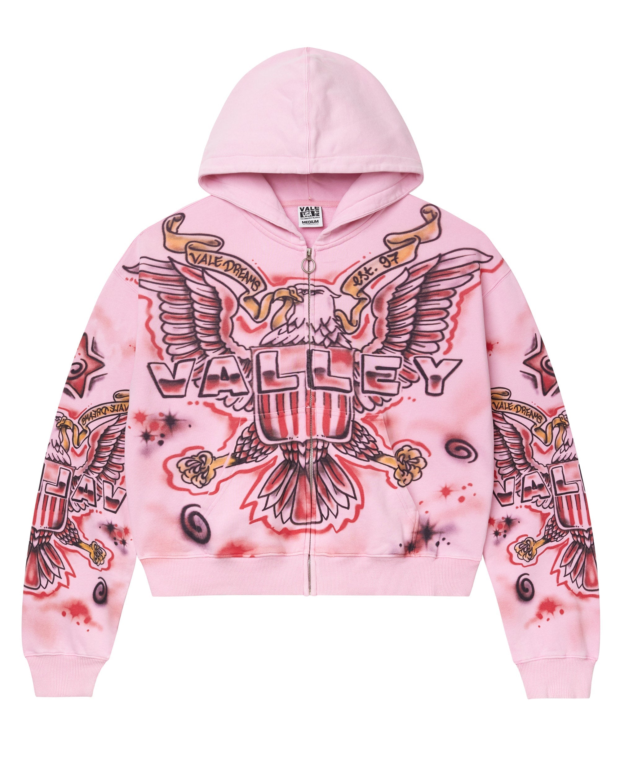 Vale Forever Flag Zip Up 'Pink' High-Quality Streetwear Men's Women's Hoodie Set